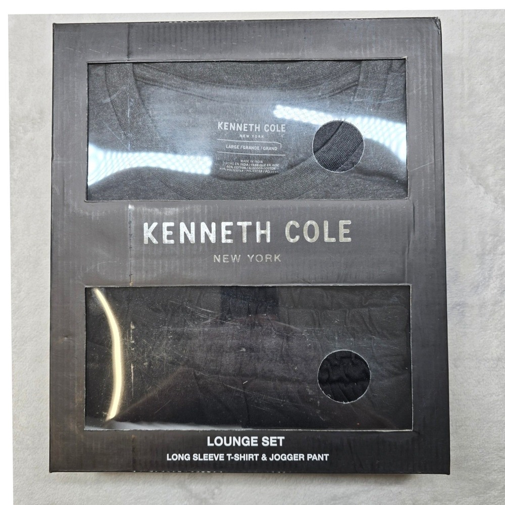 Kenneth Cole Lounge Set Mens Large Long Sleeve T Shirt Jogger Pant Charcoal NEW‎
